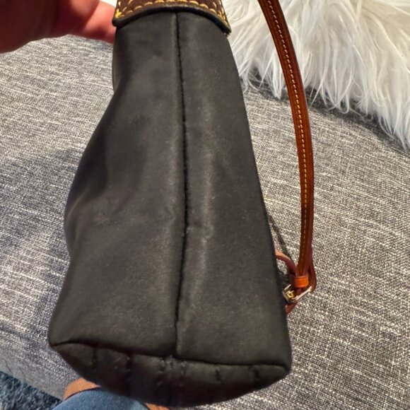 Dooney & Bourke Black Nylon Leather Suede Trim Duck Logo Crossbody Bag Pouchette - Picture 4 of 7
